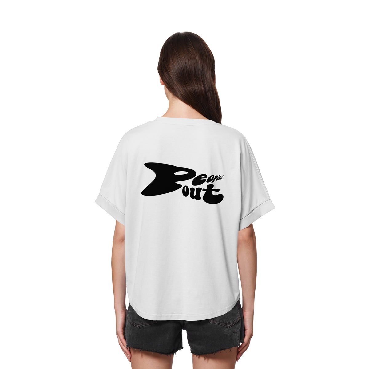 Peopled out - Womens Organic Rolled Sleeves T-Shirt