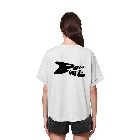 Peopled out - Womens Organic Rolled Sleeves T-Shirt