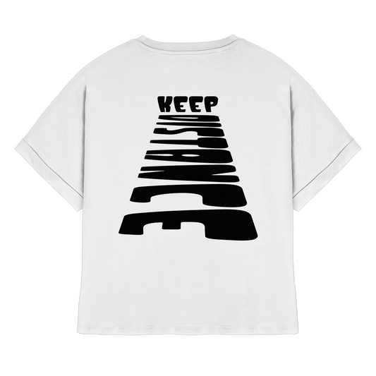 Keep Distance - Womens Organic Rolled Sleeves T-Shirt