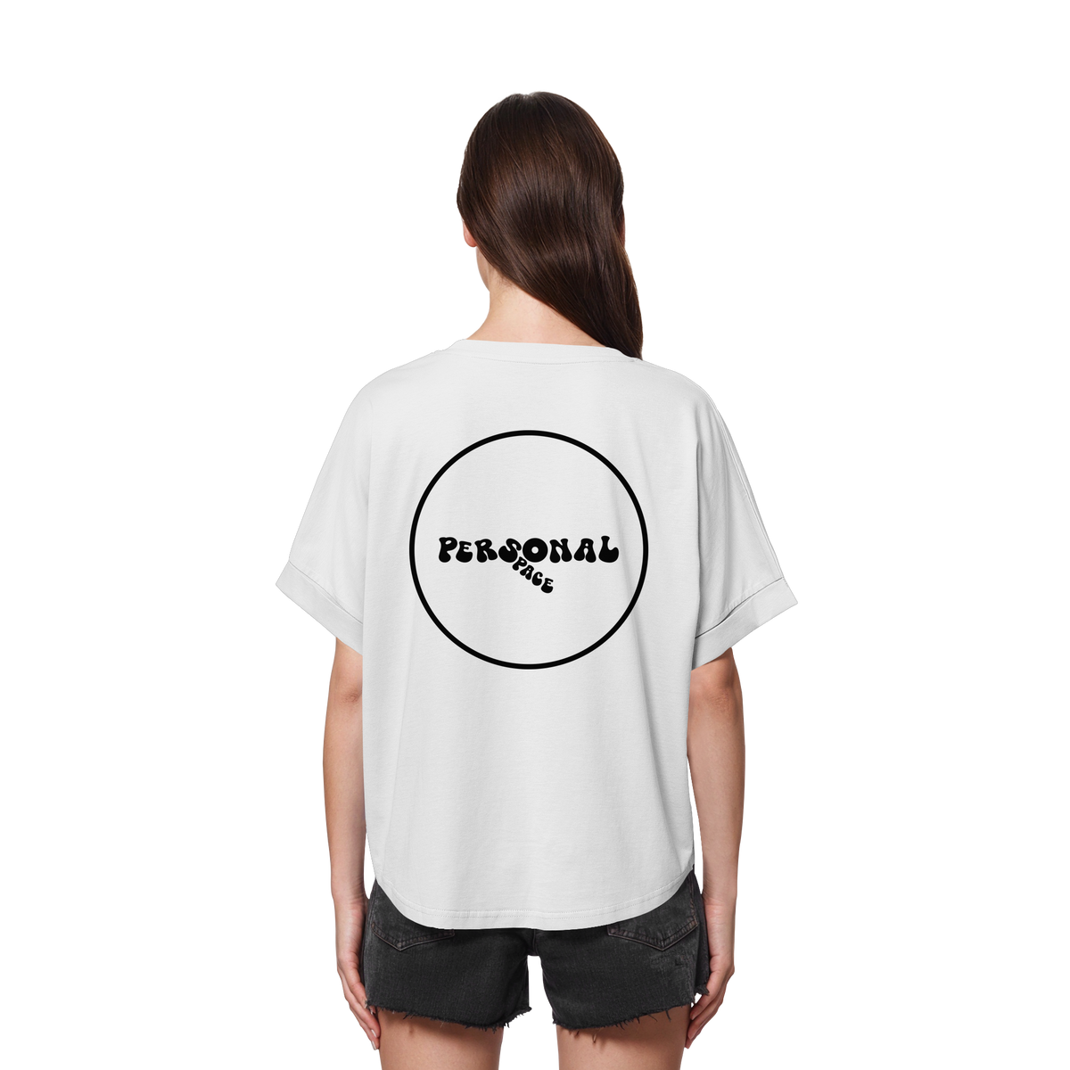 Personal Space  - Womens Organic Rolled Sleeves T-Shirt